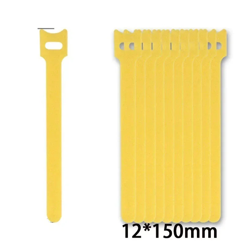 Attaches Auto Adhesive Velcros Strap 10/30/50Pcs Wire Fixing Strap Sewing Reusable Long T-tie Computer Data Cable Ties DIY Tape Peaceful Pleasures Health and Wellness yellow 30pcs