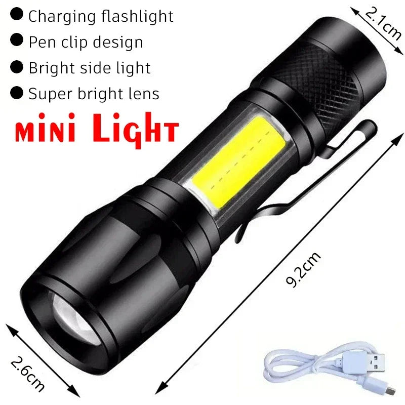 Mini USB-C Rechargeable LED Flashlight | COB, Magnetic, IPX4