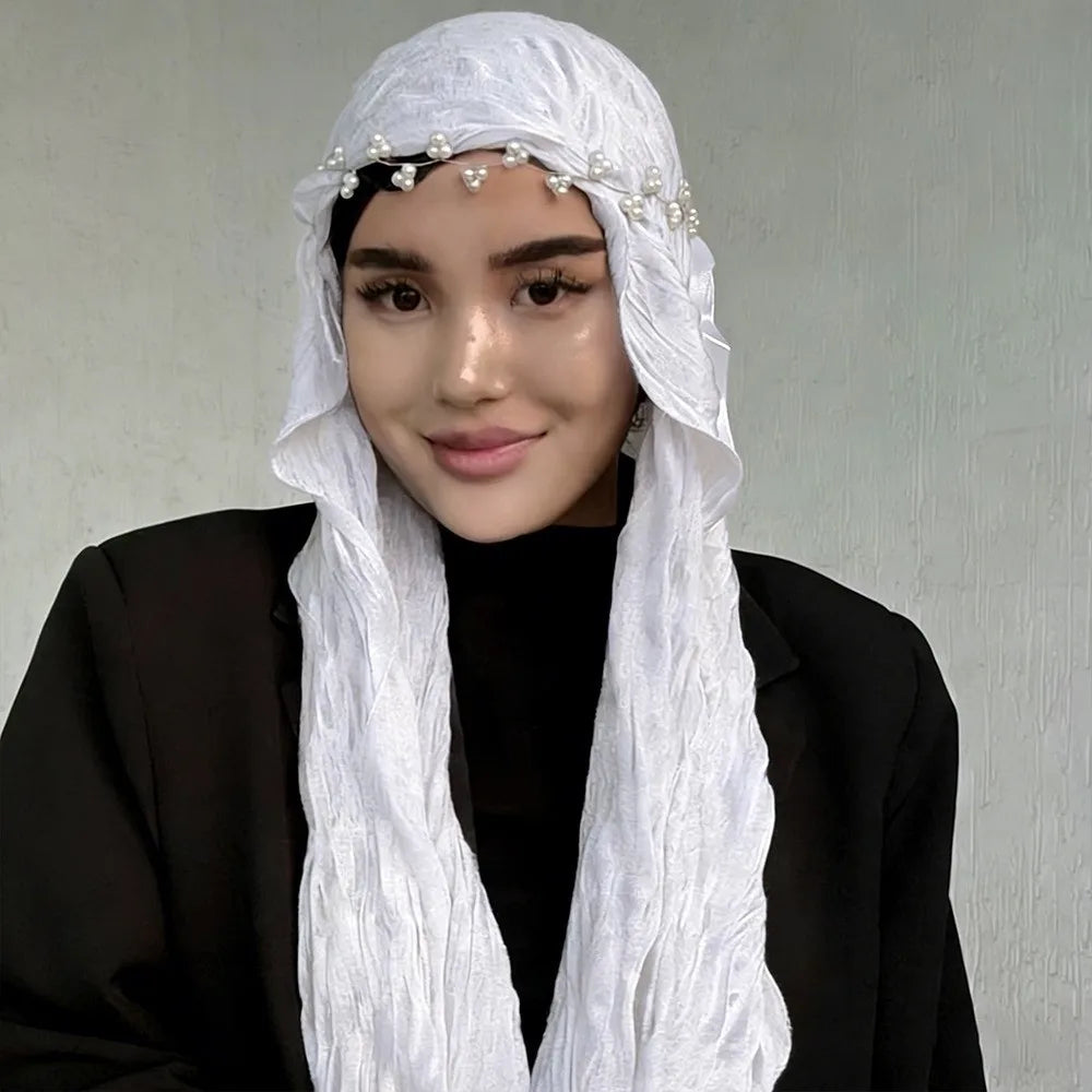 Solid Chiffon Scarf – Ruffled Shawl, Hijab & Wrap for Women