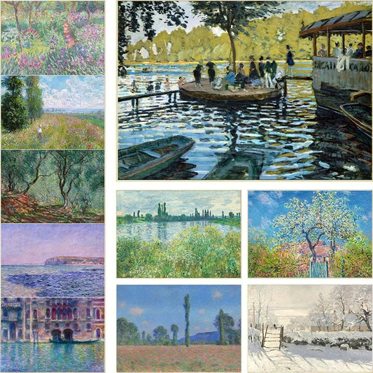 Claude Monet Exhibition Posters Canvas Oil Painting Garden Boat Lake Landscape Nature Landscape Wall Room Home Decor Peaceful Pleasures Health and Wellness