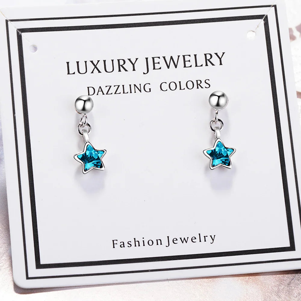 New Blue Starry Sky Mini Earrings Delicate Girlish Korean Style Blue Star Studs Fashion Women Ear Jewelry Accessories Versatile Peaceful Pleasures Health and Wellness A