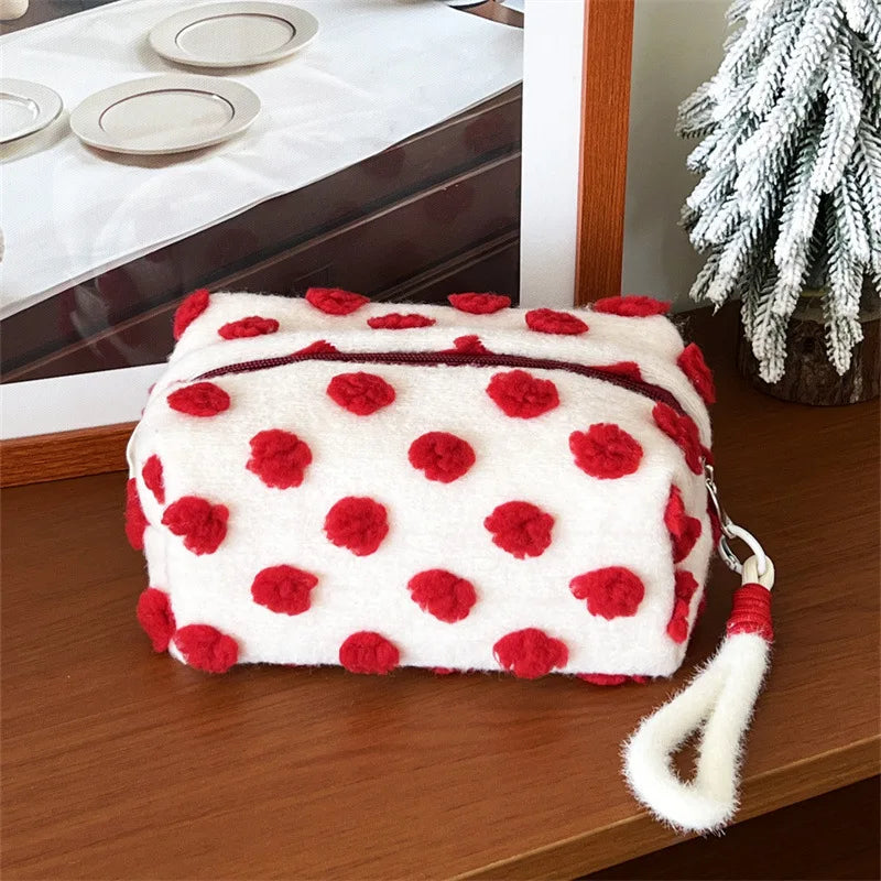 Plush Flower Makeup Bag – Fluffy Cosmetic Travel Pouch