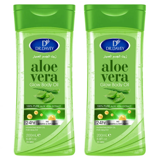 2pcs 200ml DR.DAVEY Aloe Vera Glow Body Oil Body Skin Care Oil Moisturizing Hydrating Care Suitable for All Seasons Body Face Peaceful Pleasures Health and Wellness