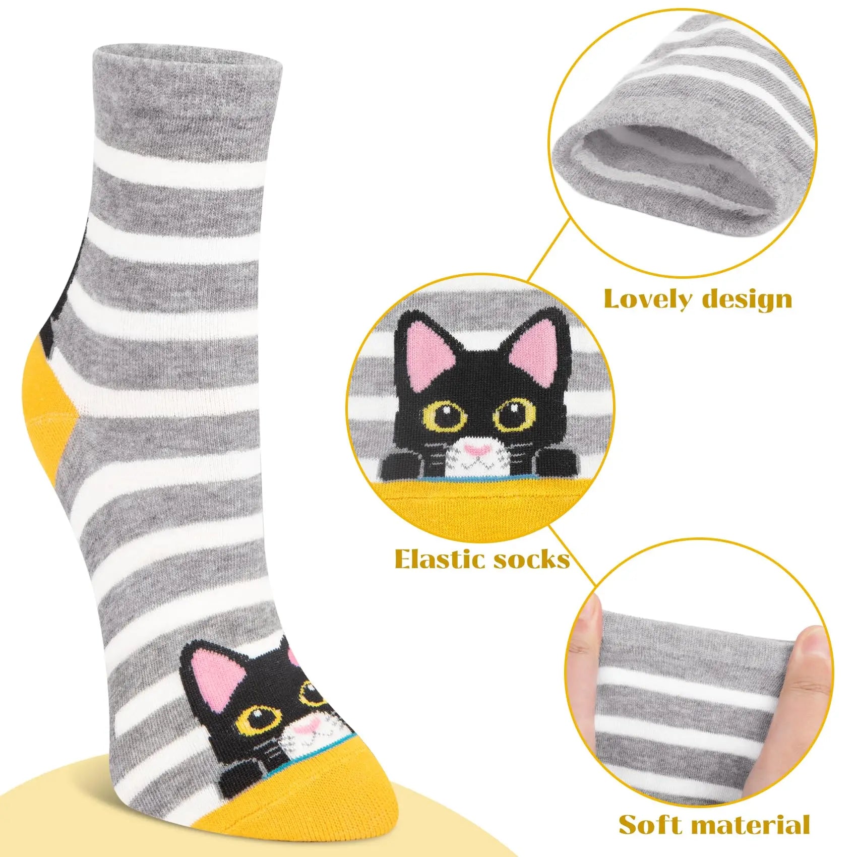 5 Pairs Women Cartoon Animal Socks Cute Dog Cat Pattern Cotton Crew Socks Colorful Funny Gift Set for Girls Peaceful Pleasures Health and Wellness
