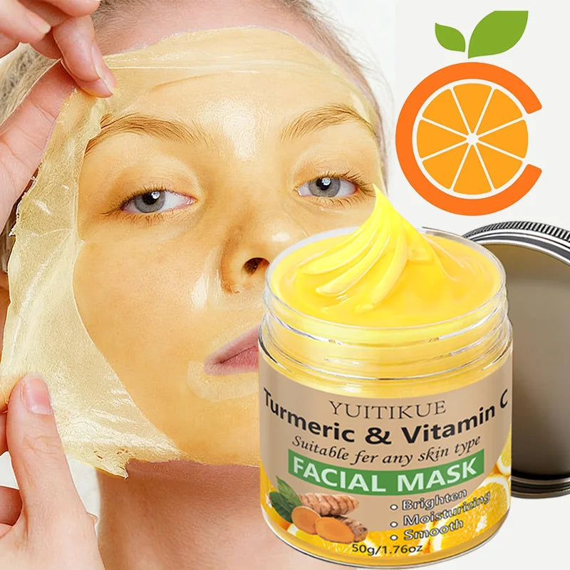 YUITIKUE Turmeric & Vitamin C Facial Mask 50g Brightening & Moisturizing Care for Smooth Skin Peaceful Pleasures Health and Wellness