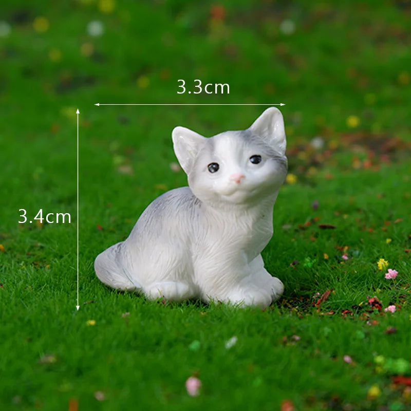 1PC Animal Miniature Fairy Garden Doll House Decoration DIY Micro Landscape Resin Cat Ornament Kitten Figurine Home Decor Peaceful Pleasures Health and Wellness 1 Grey cat
