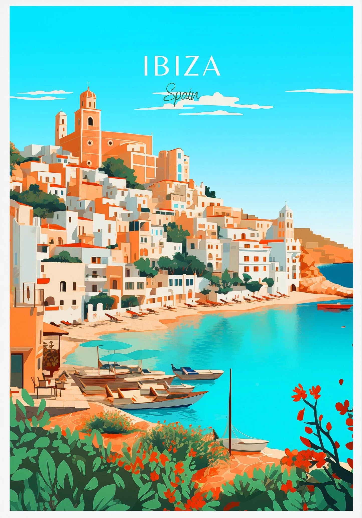 Spain Travel Poster Canvas Print | Barcelona Madrid Granada Wall Art Canvas Wall Art Peaceful Pleasures Health and Wellness CJ51127 20x30cm Unframed