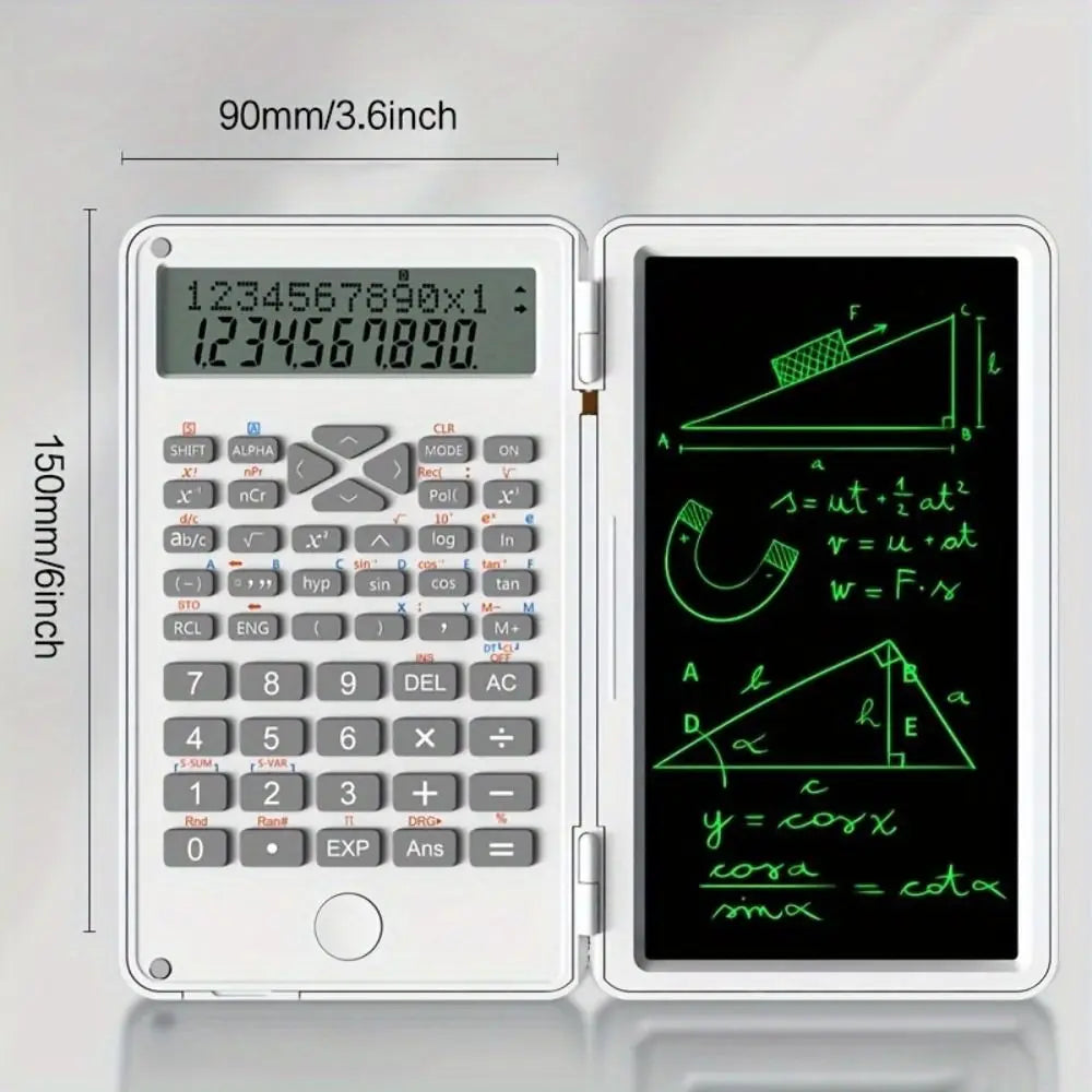 3 in 1 Scientific Calculator Foldable 6-inch Office LCD Drawing Pad Large Screen Display Multifunctional Digital Writing Tablet Peaceful Pleasures Health and Wellness