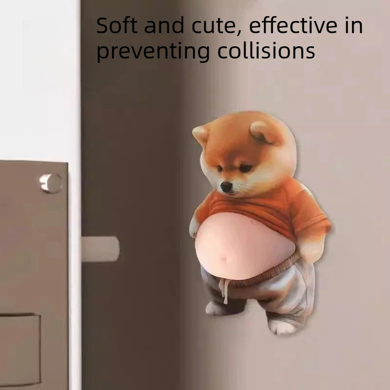 Squeezable Big Belly Corgi Silicone Anti Collision Sticker Creative Adorable Stress Relief Fridge Decal for Car and Home Decor Peaceful Pleasures Health and Wellness