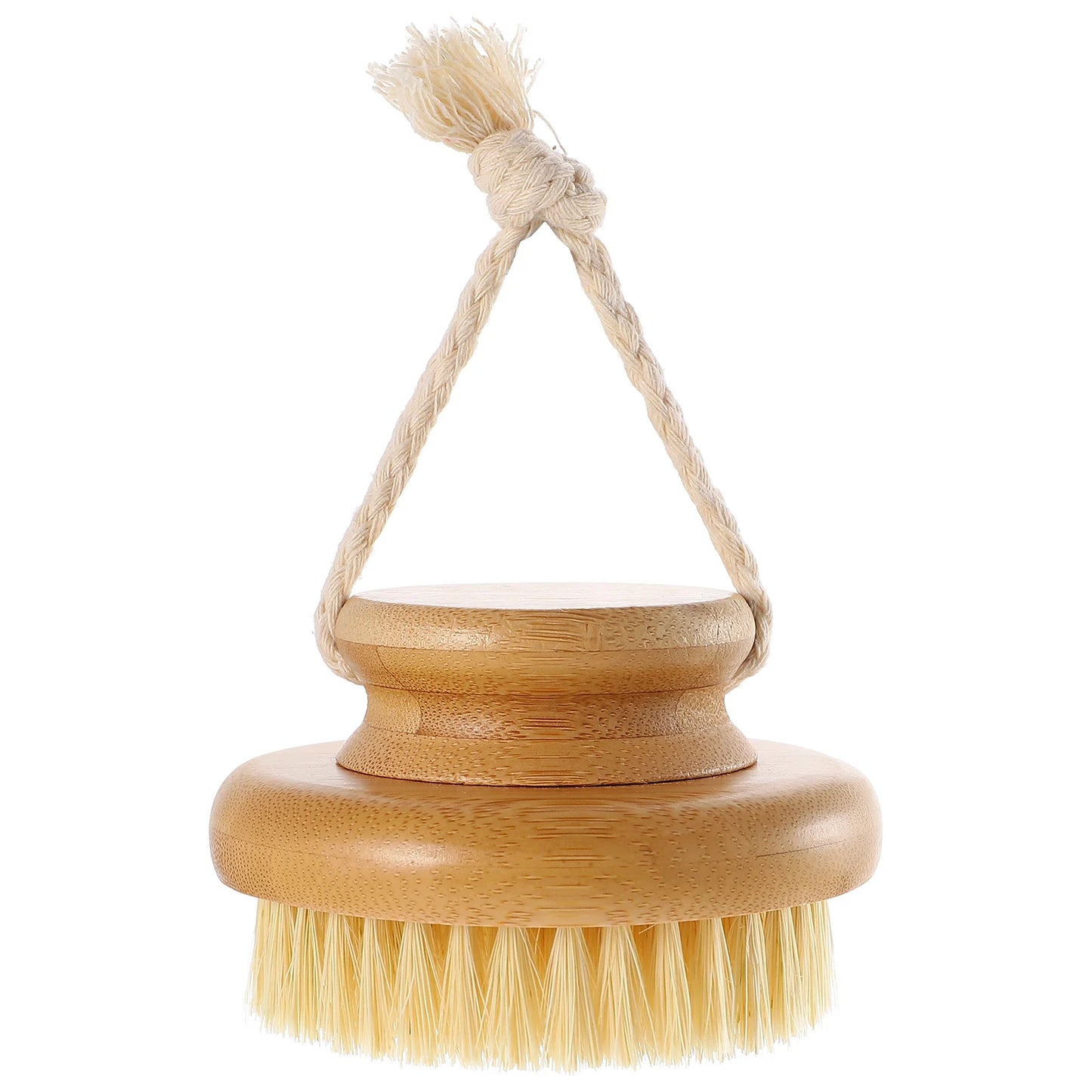 Exfoliating Round Bamboo Bath Brush – Body Scrubber & Massager
