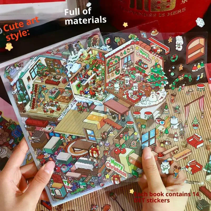 10-Pc Christmas Miniature Diorama Stickers – DIY Scrapbook Set