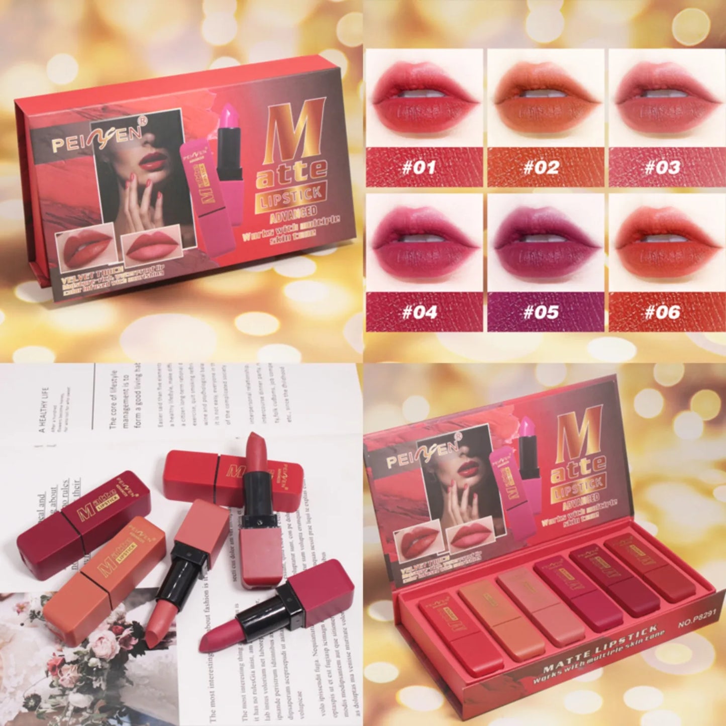 Matte Lipstick Set with 6 Waterproof Colors Peaceful Pleasures Health and Wellness