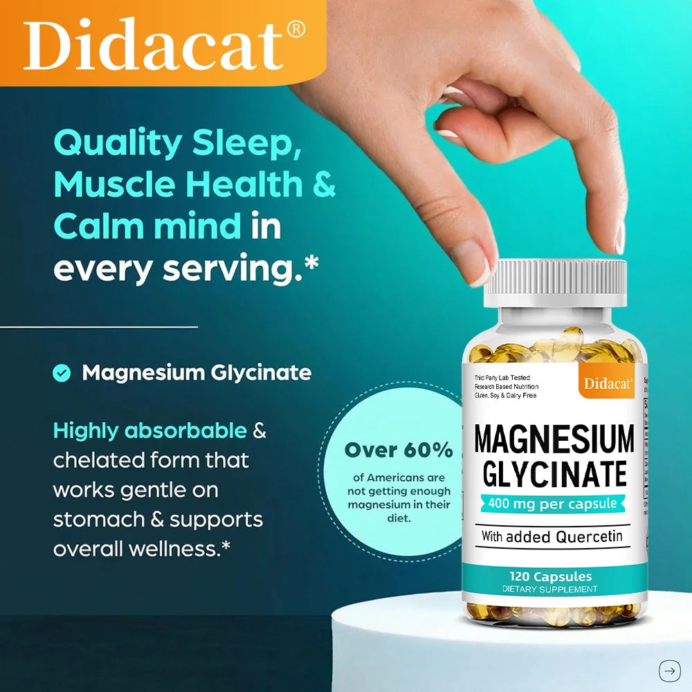 Magnesium Glycinate 400mg with Quercetin | Sleep & Heart Health