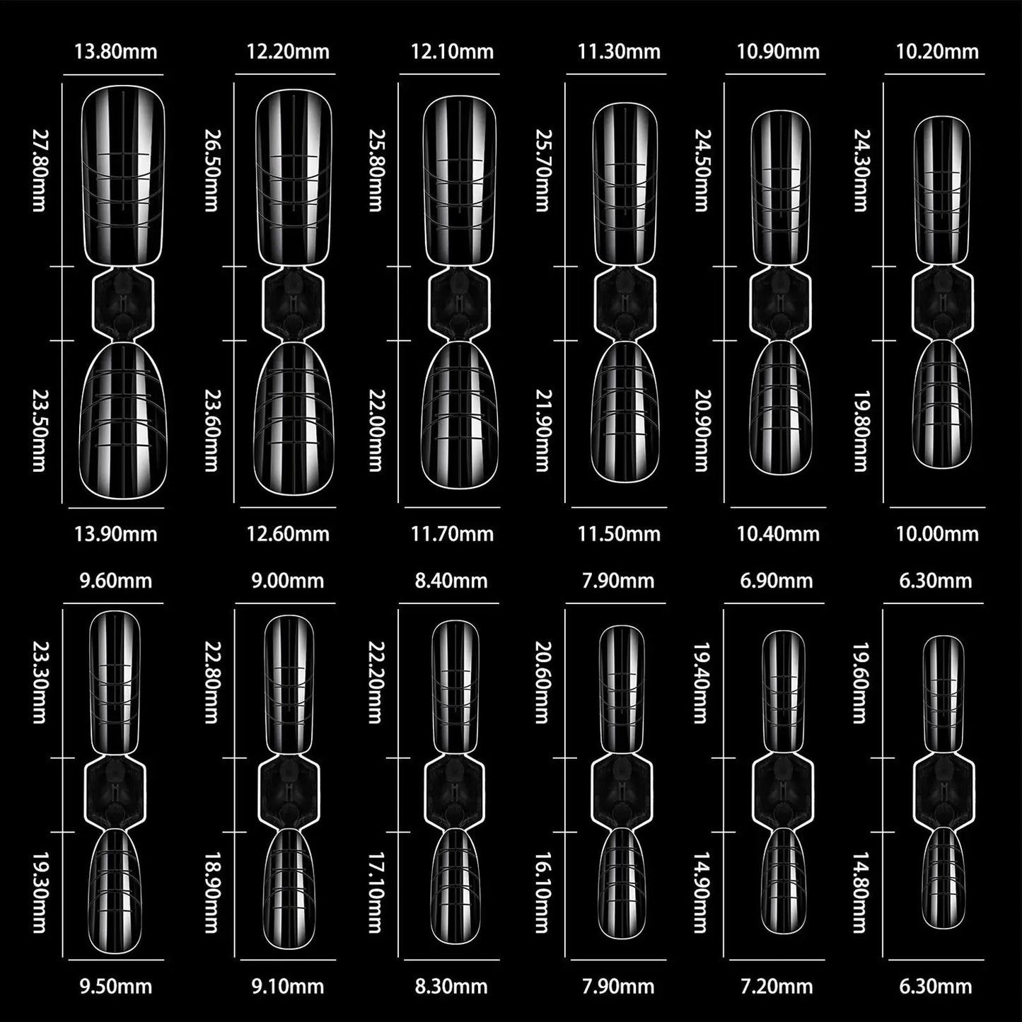 120pcs Reusable Nail Extension Forms | 12 Sizes Builder Molds