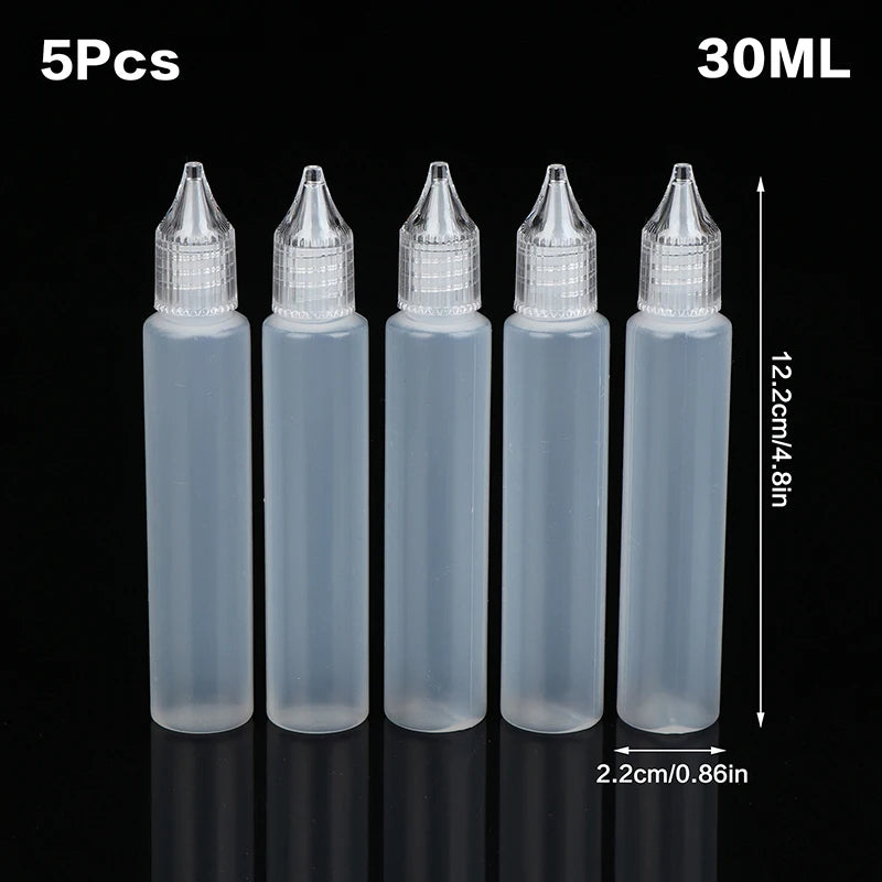 5-Pack Refillable Dropper Bottles 10–50ml | Pen Tip Design