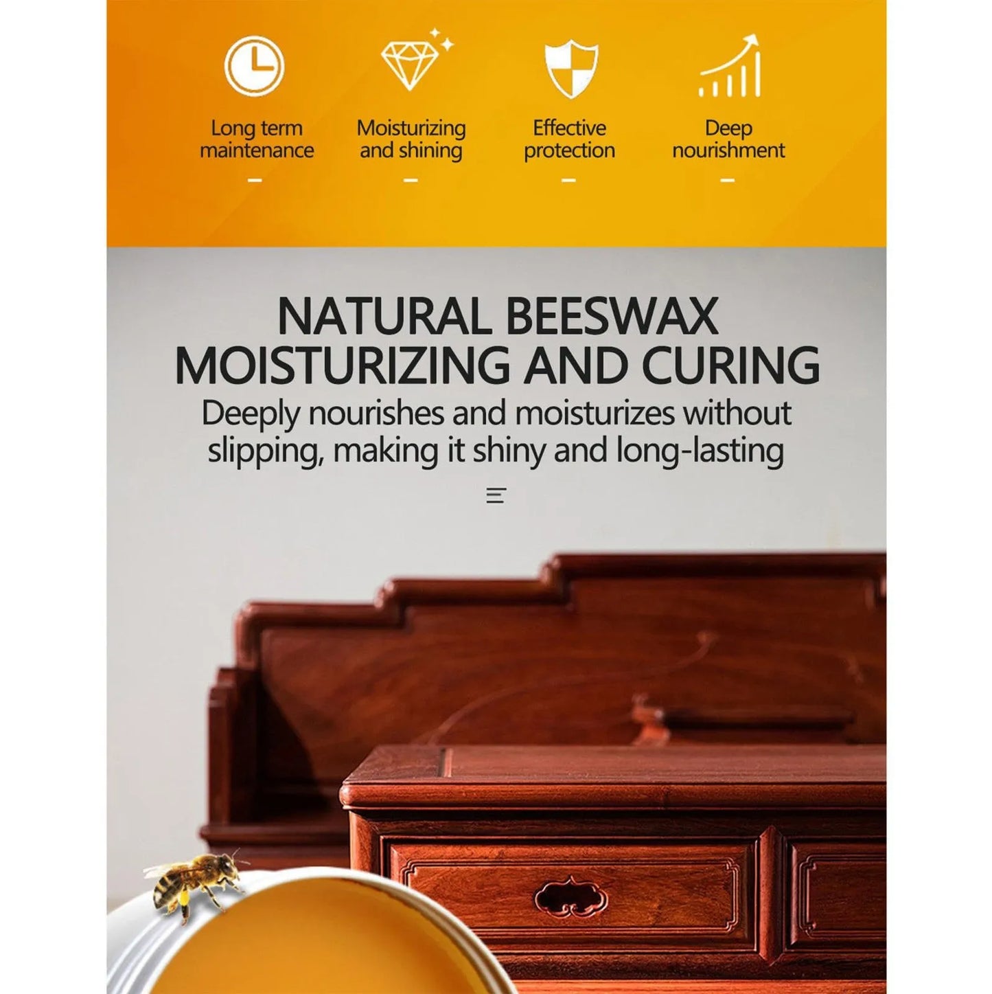 Furniture Polishing Beeswax Natural Wood Seasoning Beeswax Polishing Beewax Waterproof Wood Wax Polish Wooden Floor Care Bee Wax Peaceful Pleasures Health and Wellness