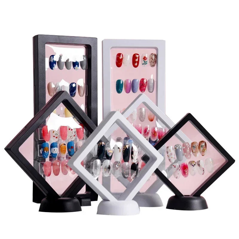Acrylic Nail Tips Display Stand Holder With PET Membrane, 1 Pcs, White/Black, Nails Deigns Showing Board, Manicure Nail Art Tool Peaceful Pleasures Health and Wellness