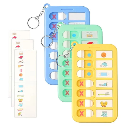 Kids Self-discipline Checklist Memo Board Portable Keychain Visual Peaceful Pleasures Health and Wellness