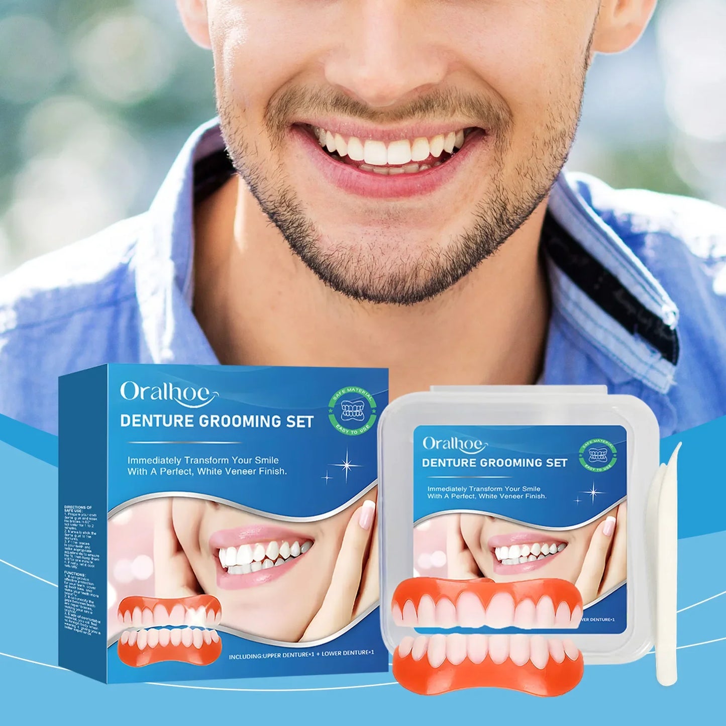 Oralhoe Silicone Snap-On Denture Kit – Upper & Lower Soft Fit