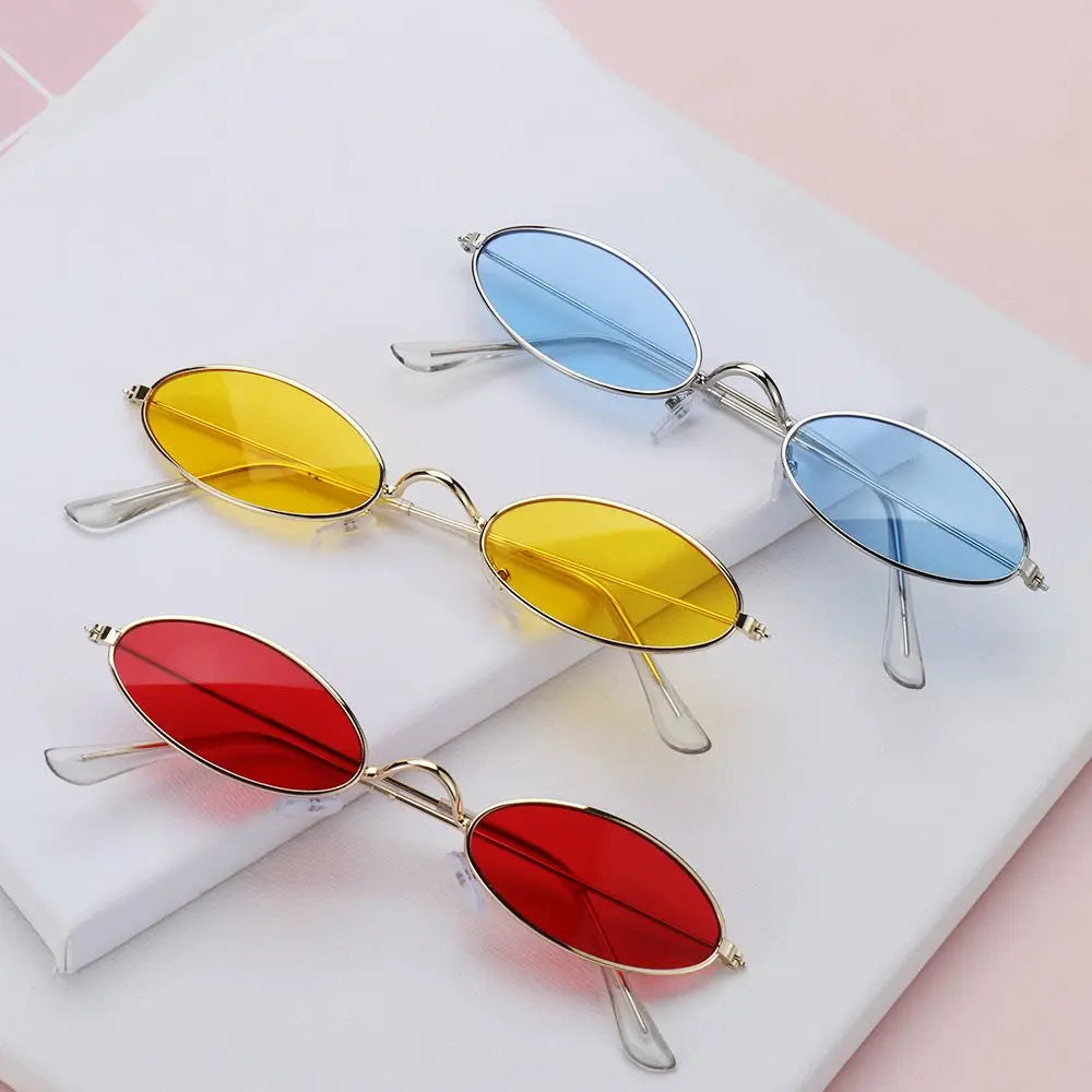 Retro Oval Sunglasses UV400 Vintage Unisex Alloy Frame