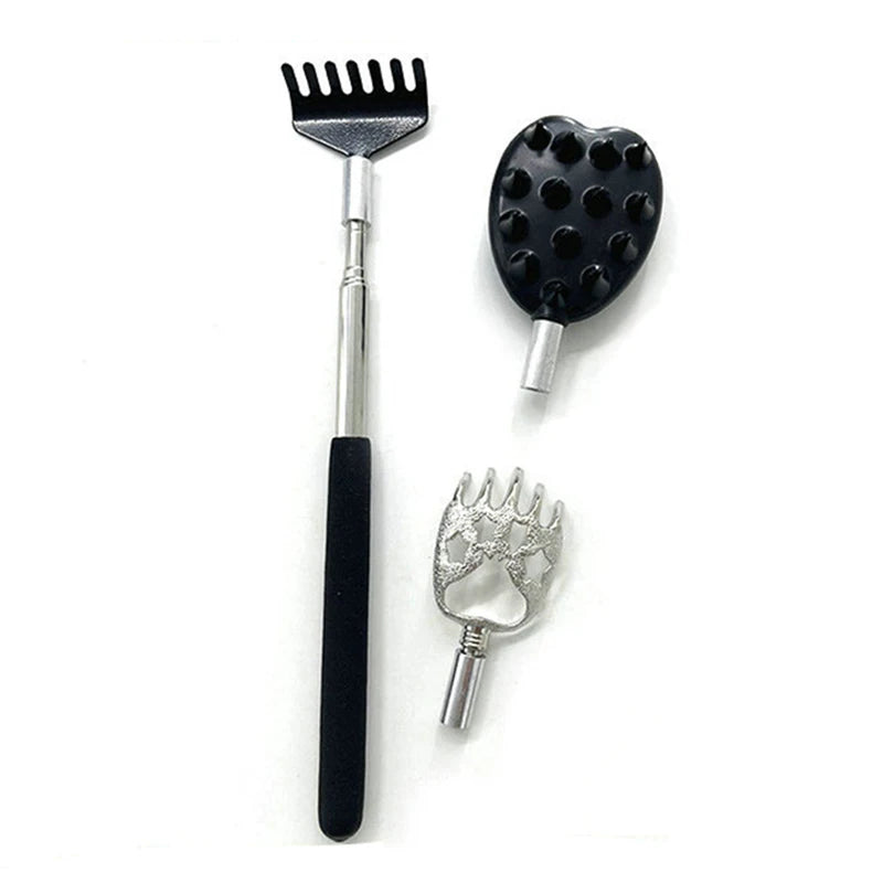 Itchy Scratch Retractable Back Gripper Double-Sided with 3 Detachable Gripper Heads Metal Claw/Rake for Hard-to-Reach Areas Peaceful Pleasures Health and Wellness 3pcs