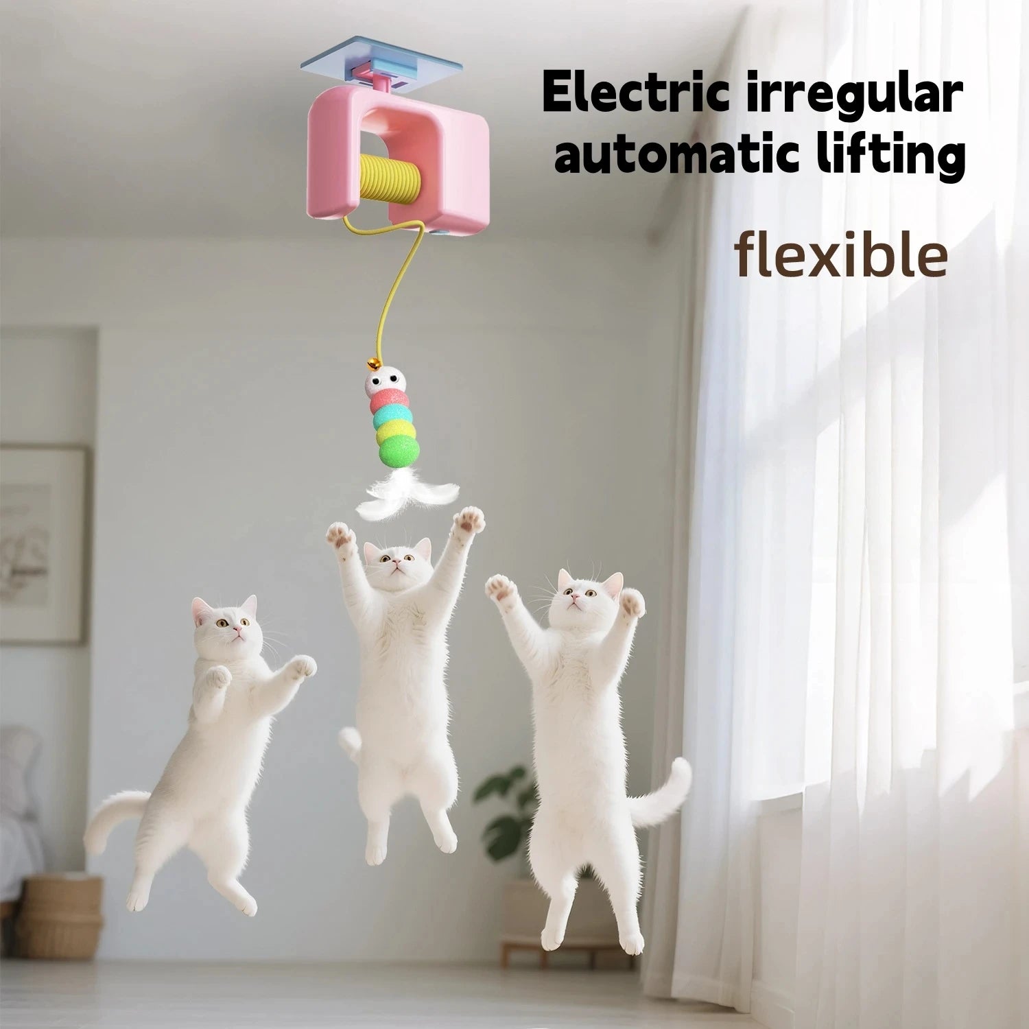 New Type Auto Swing Feather Electric Cat Toy with 2 Ropes Smart Door Hanging for Cat Self Entertainment Peaceful Pleasures Health and Wellness