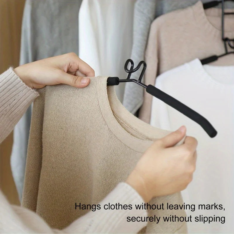 5pcs Heavy Duty Space-Saving Metal Hangers with Non-Slip Foam Pads - Multi-Layer Design for Coats, Sweaters, Suits, and T-Shirts Peaceful Pleasures Health and Wellness
