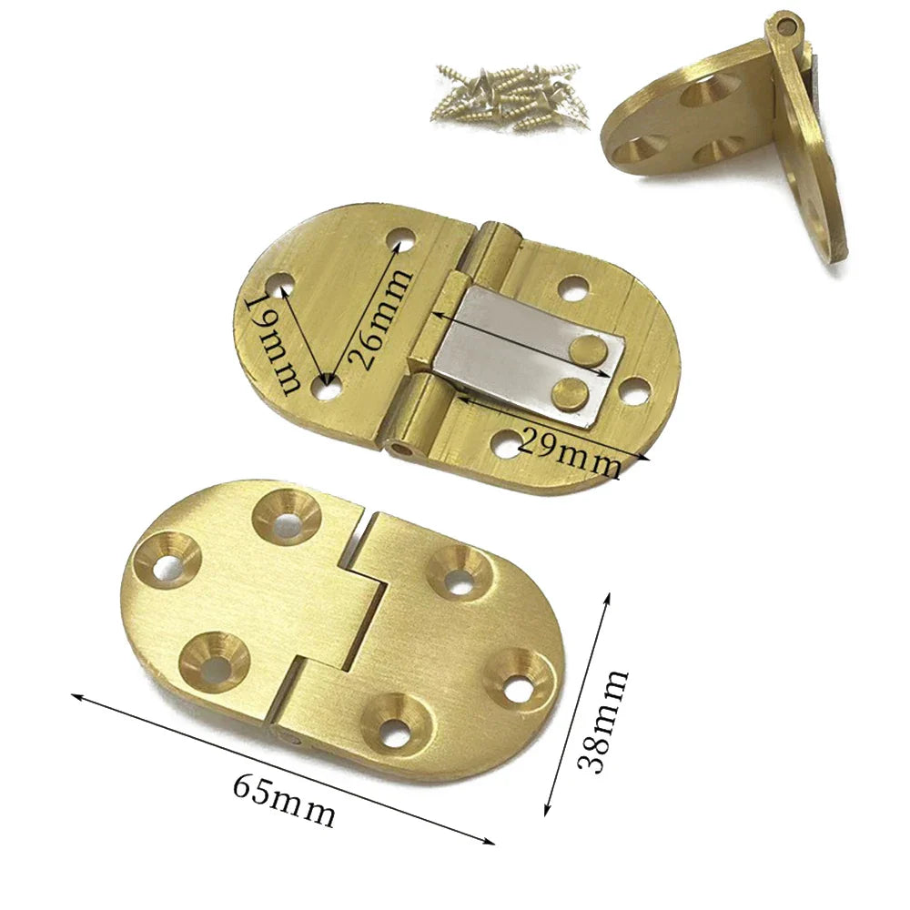 Brass Tray Hinges 90° Spring Folding with Clip Positioning 2-Pack