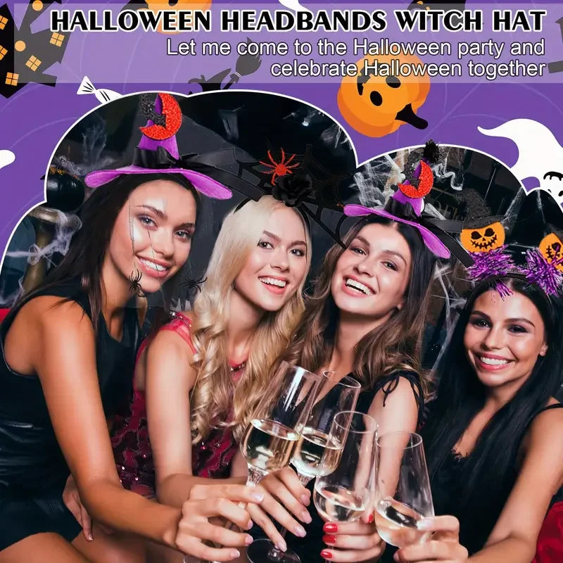 Halloween Witch Hat Headband with 3D Spider | Costume Hair Hoop
