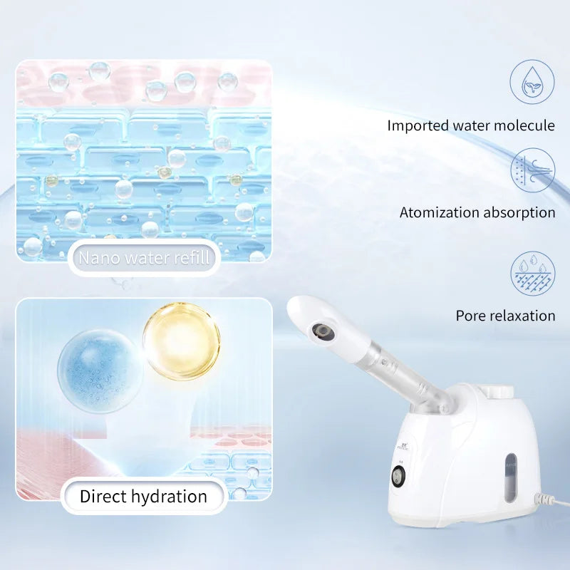 Professional Care Mini Appliances Face Nose Hot Spa Steamer Humidifier Vapozone Machine Nano Mist Spraer Facial Steamers Peaceful Pleasures Health and Wellness