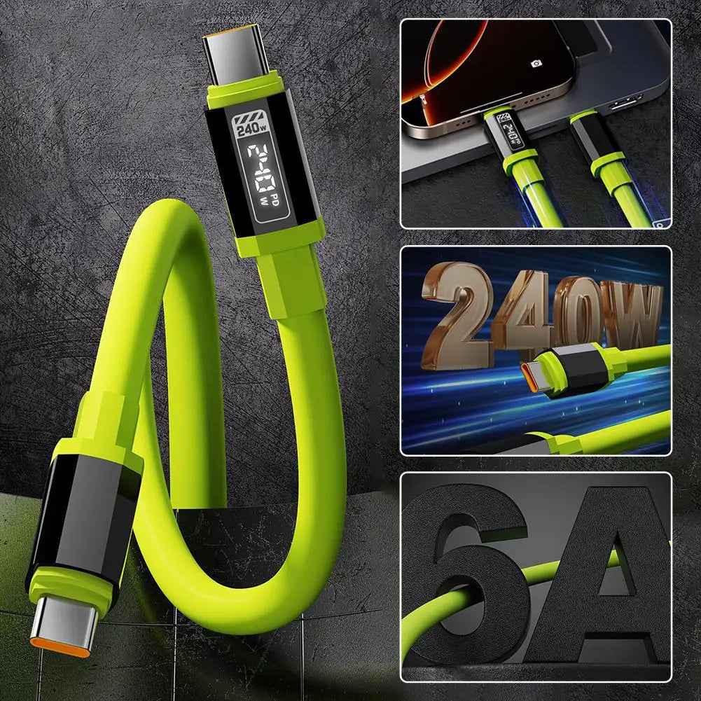 240W USB-C Fast Charging Cable with Digital Power Display 1.5M