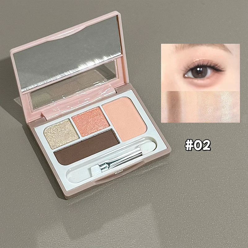 Art Value 4-Color Eyeshadow Palette – Glitter, Shimmer & Matte