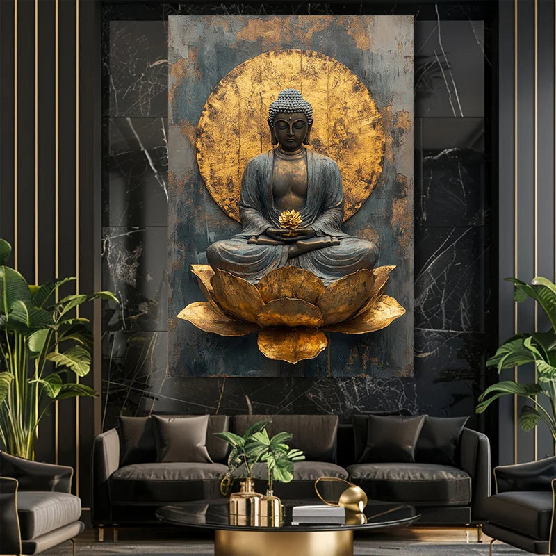 One Piece of Frameless Abstract Buddha Wall Art Canvas Painting, for Decor Living Rooms and Bedrooms Modern Canvas Posters Peaceful Pleasures Health and Wellness