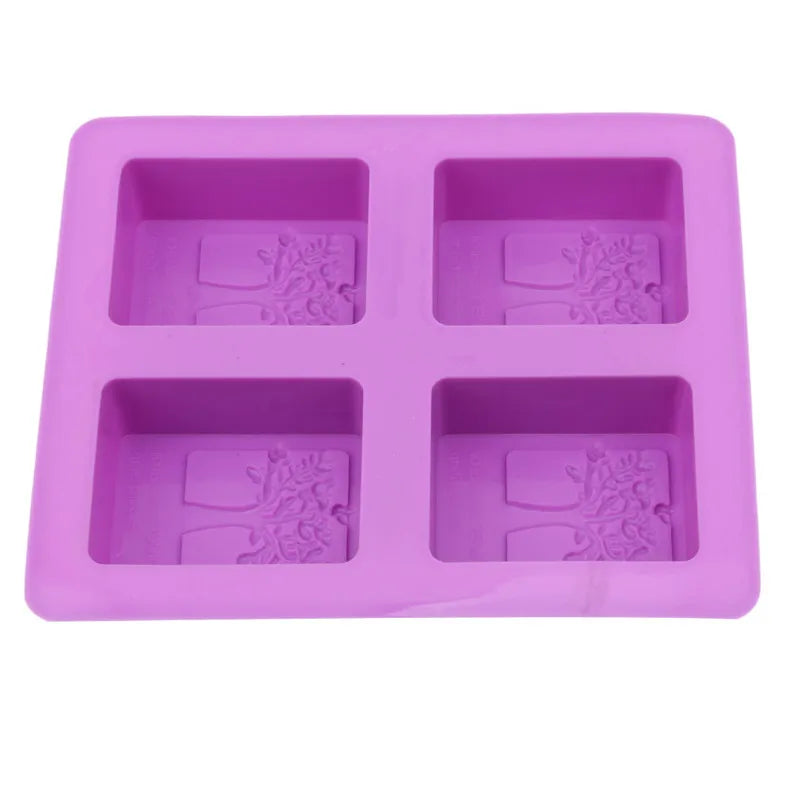 Tree Shape Silicone Mold 4 Cavity Soap Chocolate Candy Baking Mold for DIY Crafts Cake Decor Resin Molding Tools Peaceful Pleasures Health and Wellness Purple