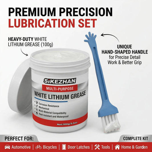 White Lithium Grease 3.5oz with Brush, Multi-Purpose Lubricant for Auto, Hinges & Gears, Waterproof Heat-Resistant Peaceful Pleasures Health and Wellness