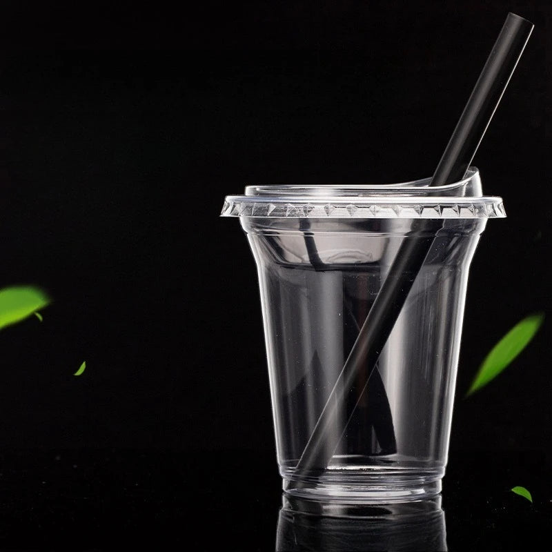 10pcs Plastic Cup with No Straw Mouth Direct Drinking Transparent Disposable Coffee Cup Suitable for Smoothies Cold Drinks Milk Peaceful Pleasures Health and Wellness