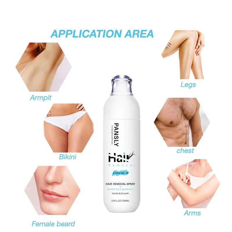 100ML Hair Removal Spray Hair Growth Inhibitor Spray Painless Hair Reduction Permanently Inhibits Hair Growth Skin Silky Smooth Peaceful Pleasures Health and Wellness