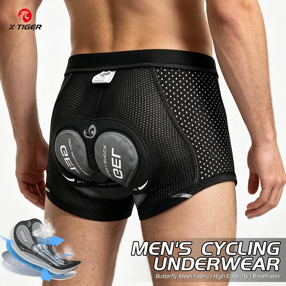 X-TIGER Men's 5D Gel Pad Cycling Shorts – Breathable MTB Boxer