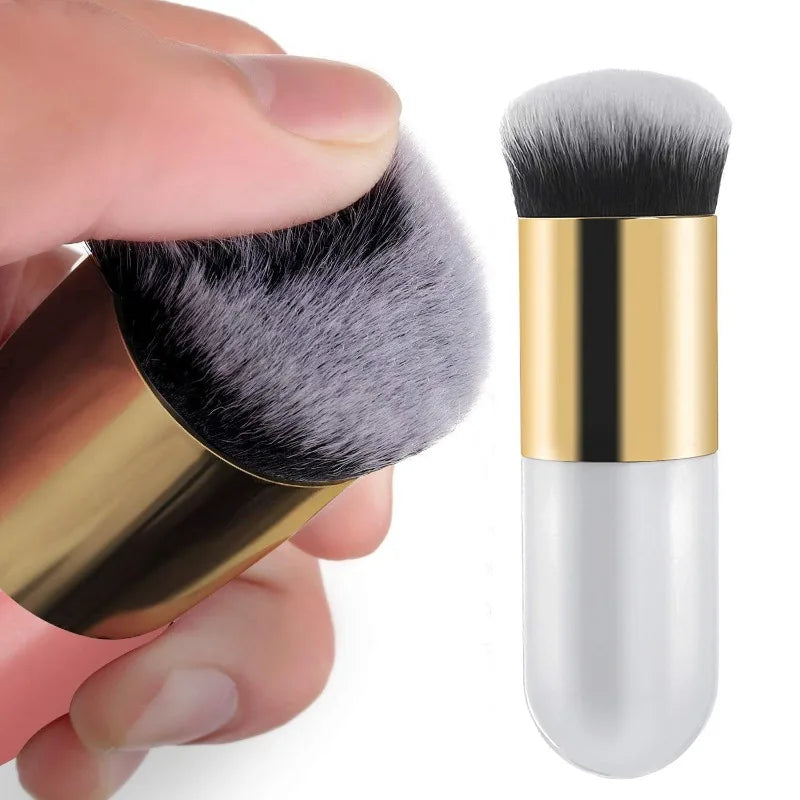 1PC Chubby Kabuki Makeup Brush - Multi-Use Foundation & Powder Brush for Liquid/Cream/Cosmetics, Travel-Friendly Soft Bristles Peaceful Pleasures Health and Wellness