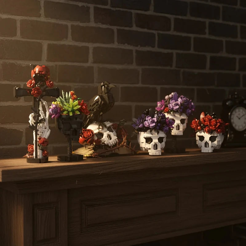 Gothic Skull Rose Bouquet MOC Building Blocks Set | Ages 14+
