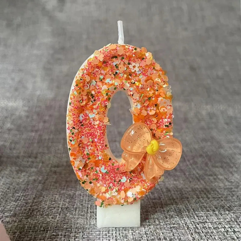 Birthday Candle Bow Orange Creative Ceremony Surprise Digital Decoration Candle Flower Style Peaceful Pleasures Health and Wellness