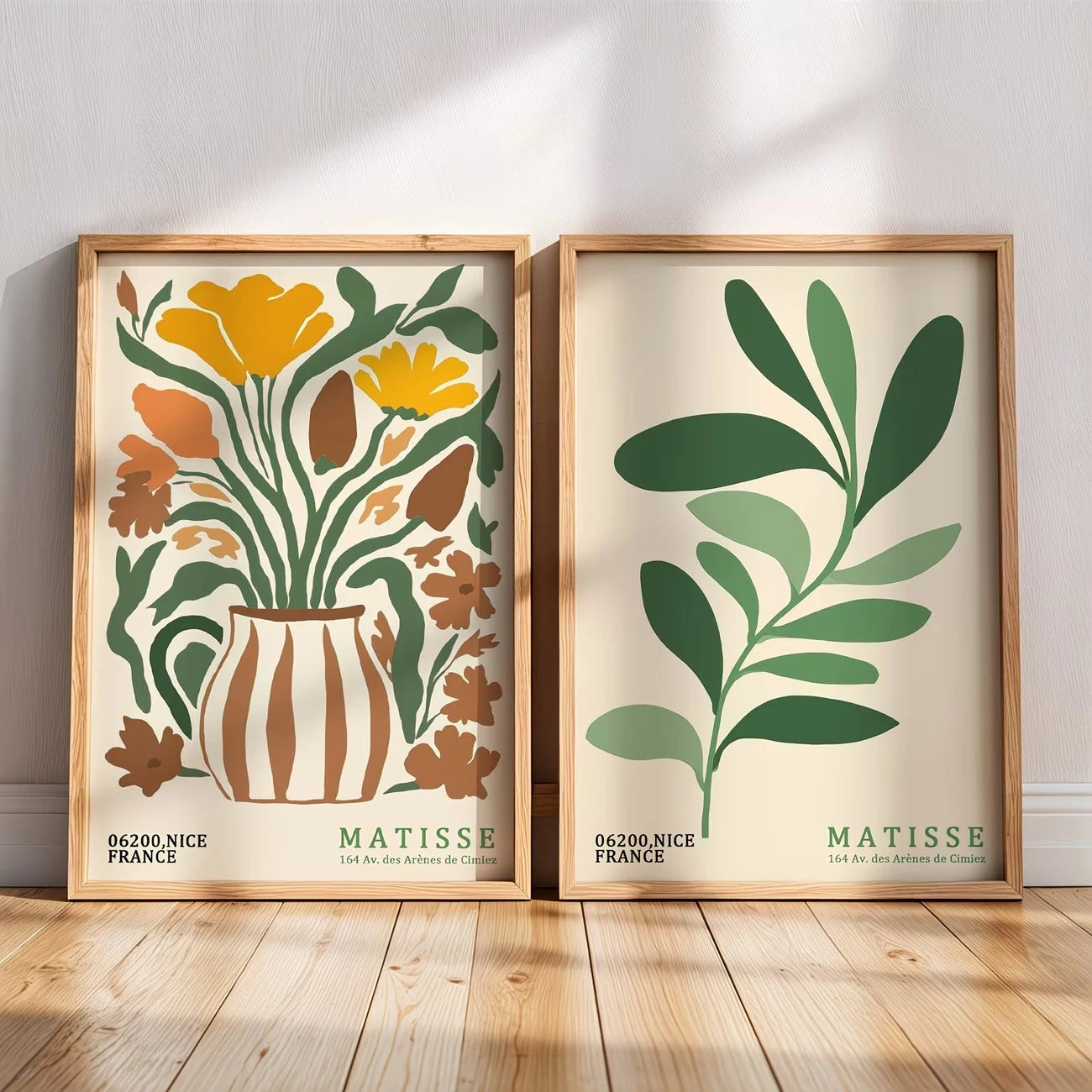 2-Piece Bohemian Matisse Floral Canvas Wall Art Print | Home Decor