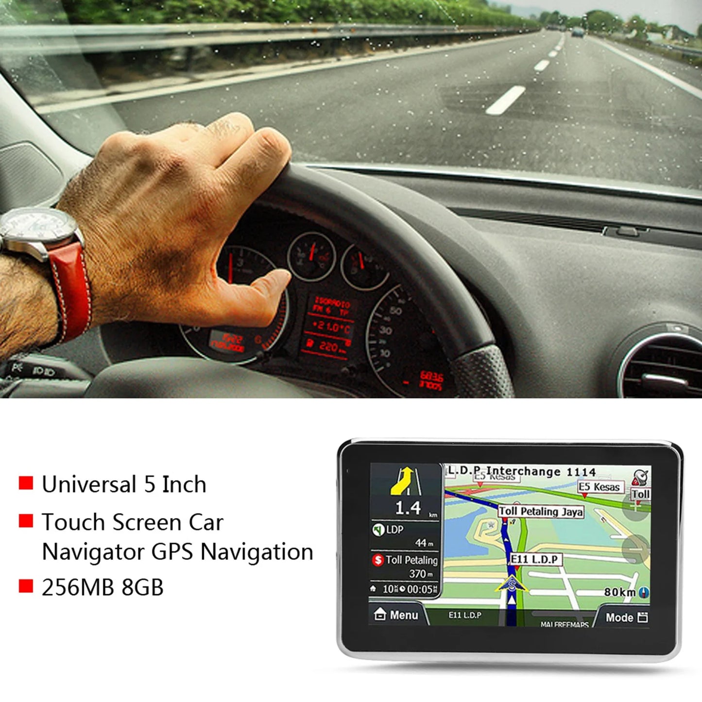 5 Inch Car GPS Navigator | Europe Map, FM, MP3, 8GB
