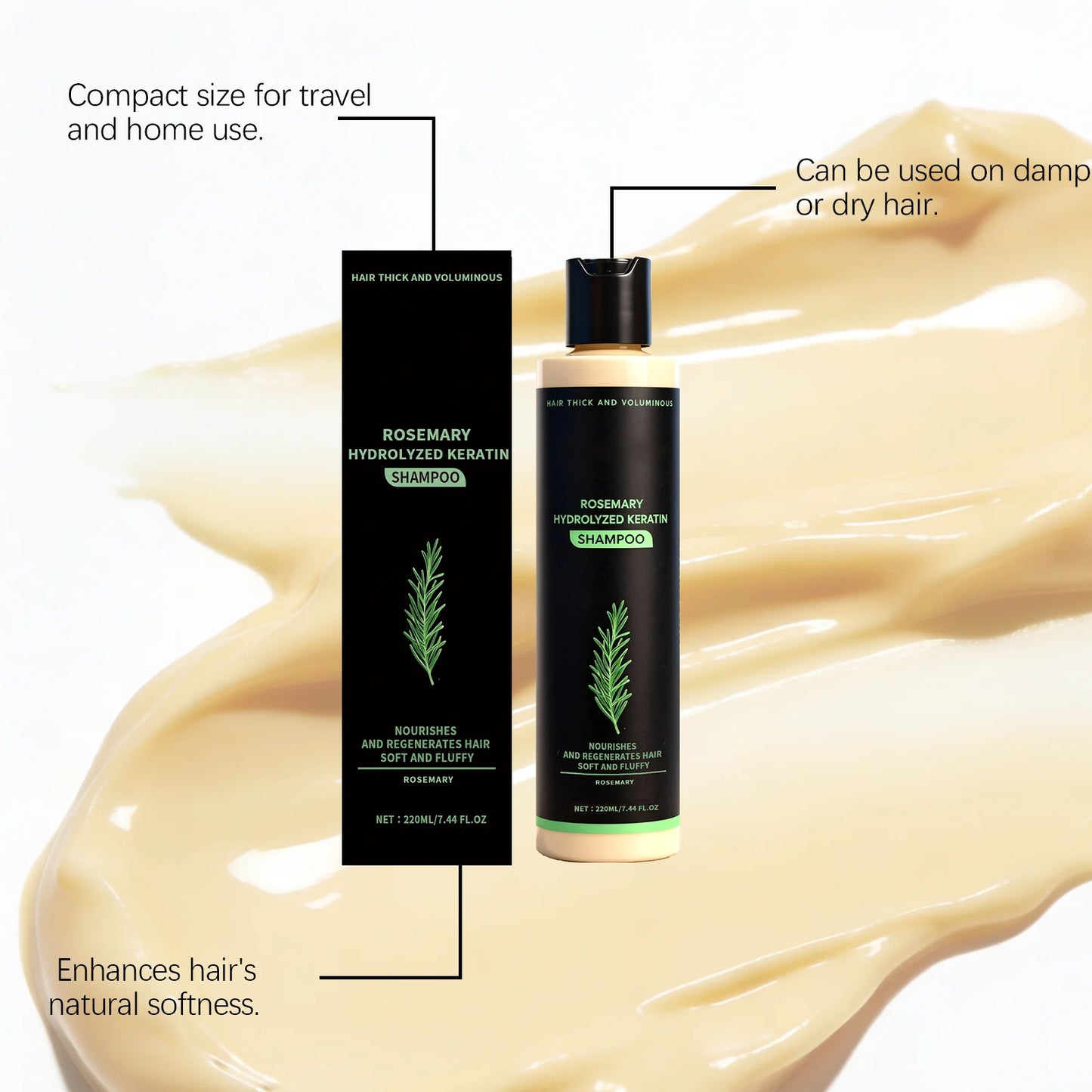 Rosemary Keratin Shampoo 220ml – Smooth, Moisturize & Volumize