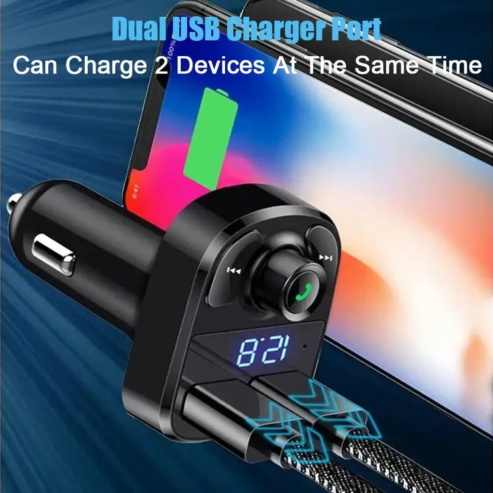 Bluetooth 5.0 FM Transmitter Car Kit – Dual USB & Hands-Free