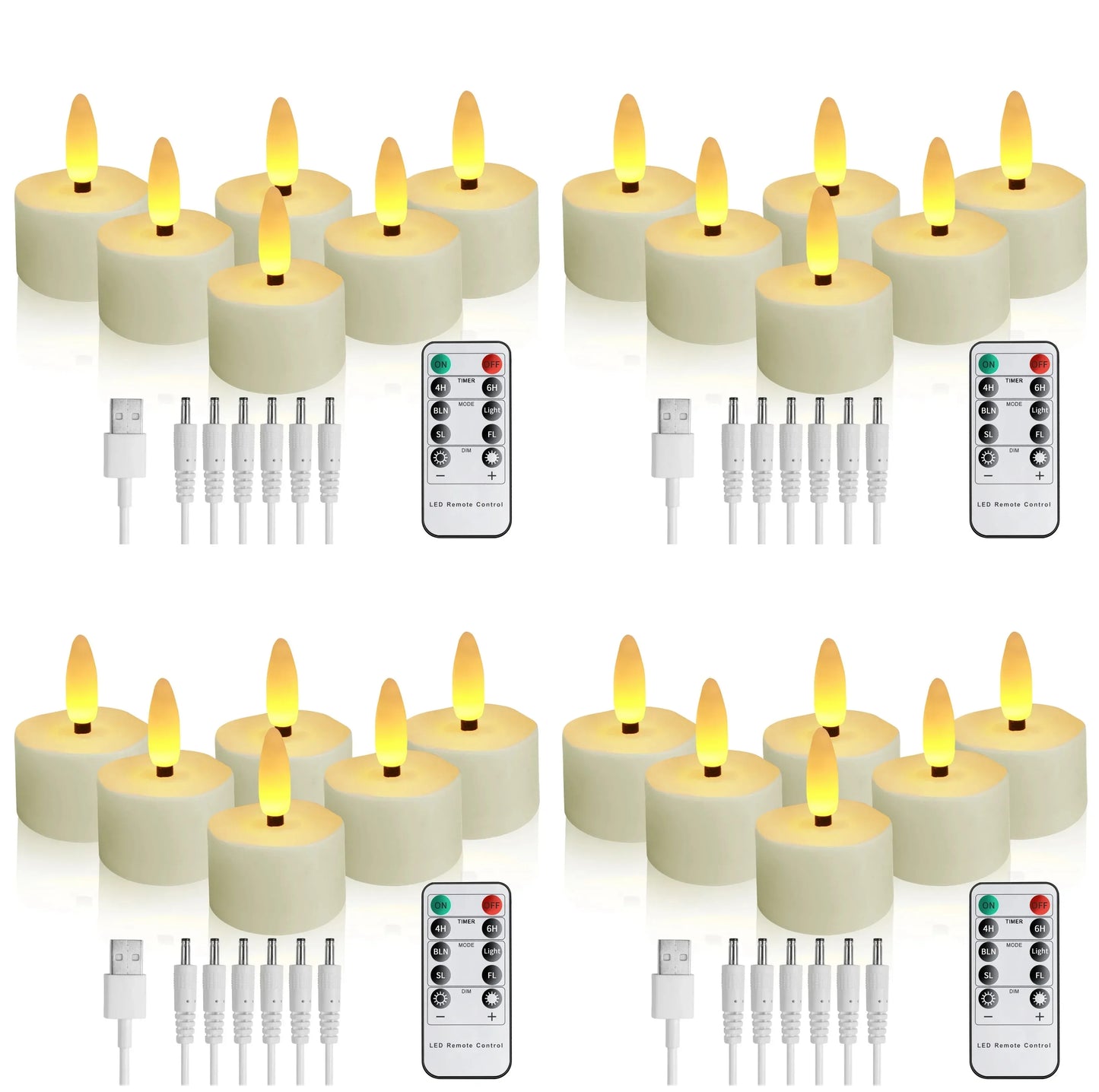 USB Rechargeable Tea Lights with Remote Timer LED Electric Flameless Flickering Candles for Home Table Party Bedroom Decoration Peaceful Pleasures Health and Wellness 24 Pcs