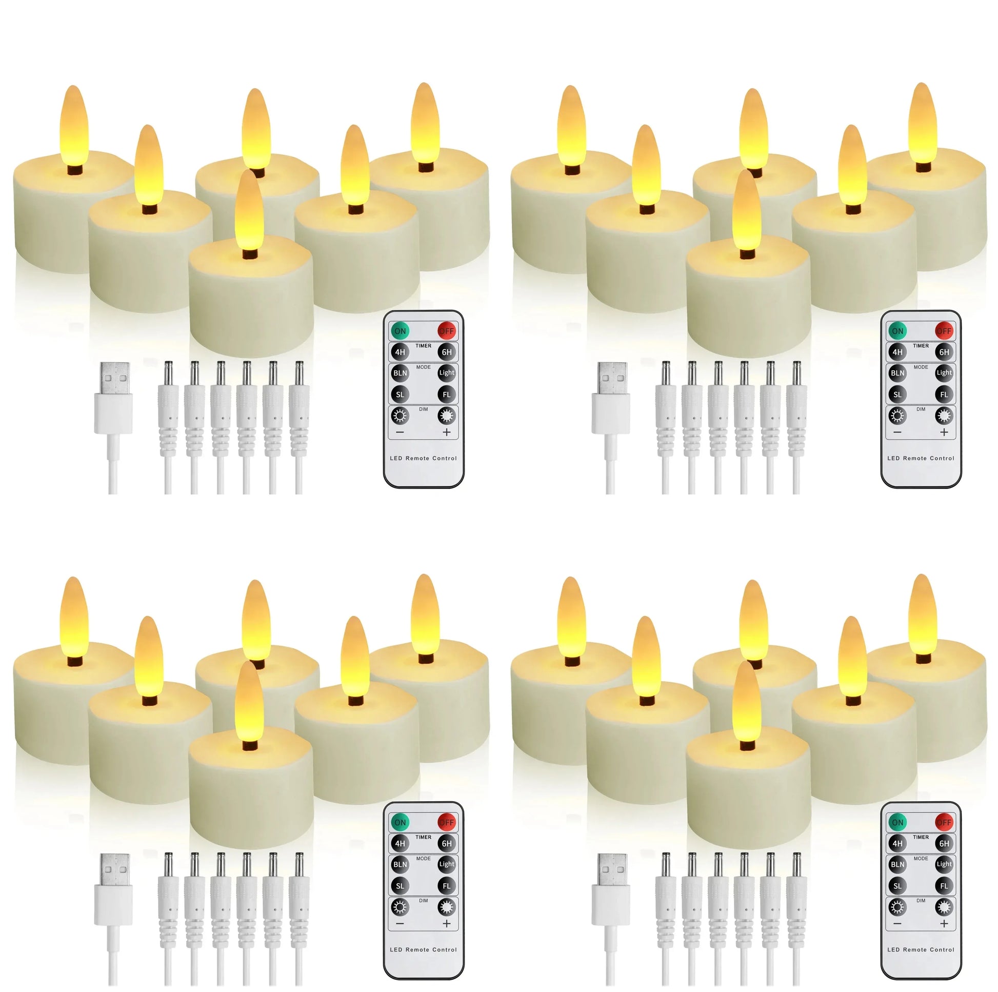 USB Rechargeable Tea Lights with Remote Timer LED Electric Flameless Flickering Candles for Home Table Party Bedroom Decoration Peaceful Pleasures Health and Wellness 24 Pcs