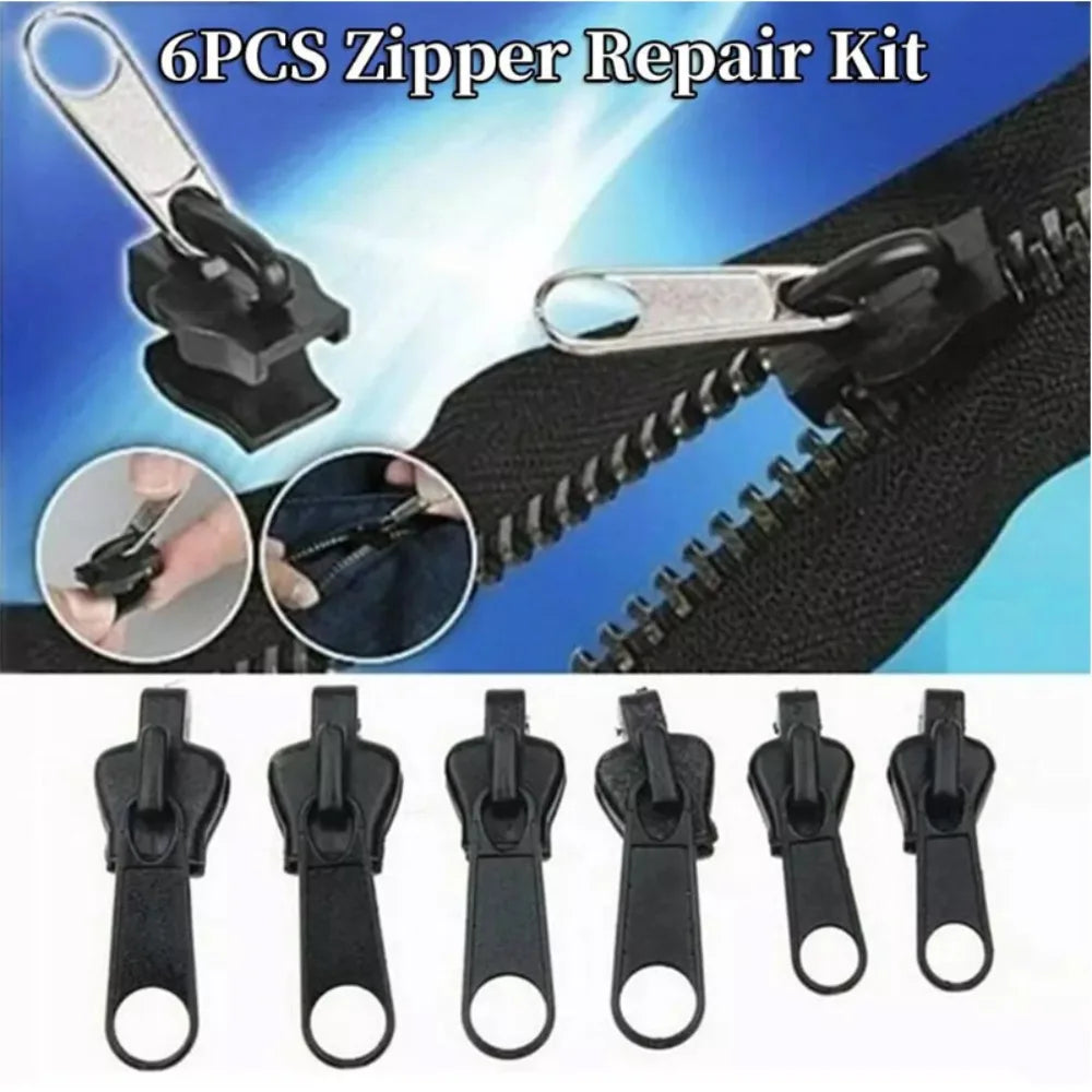 6-Piece Replacement Zipper Sliders – 3 Sizes DIY Bag Repair