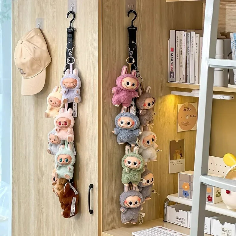 8-Clip Wall Hanging Doll Storage Rack | Door Hook Organizer