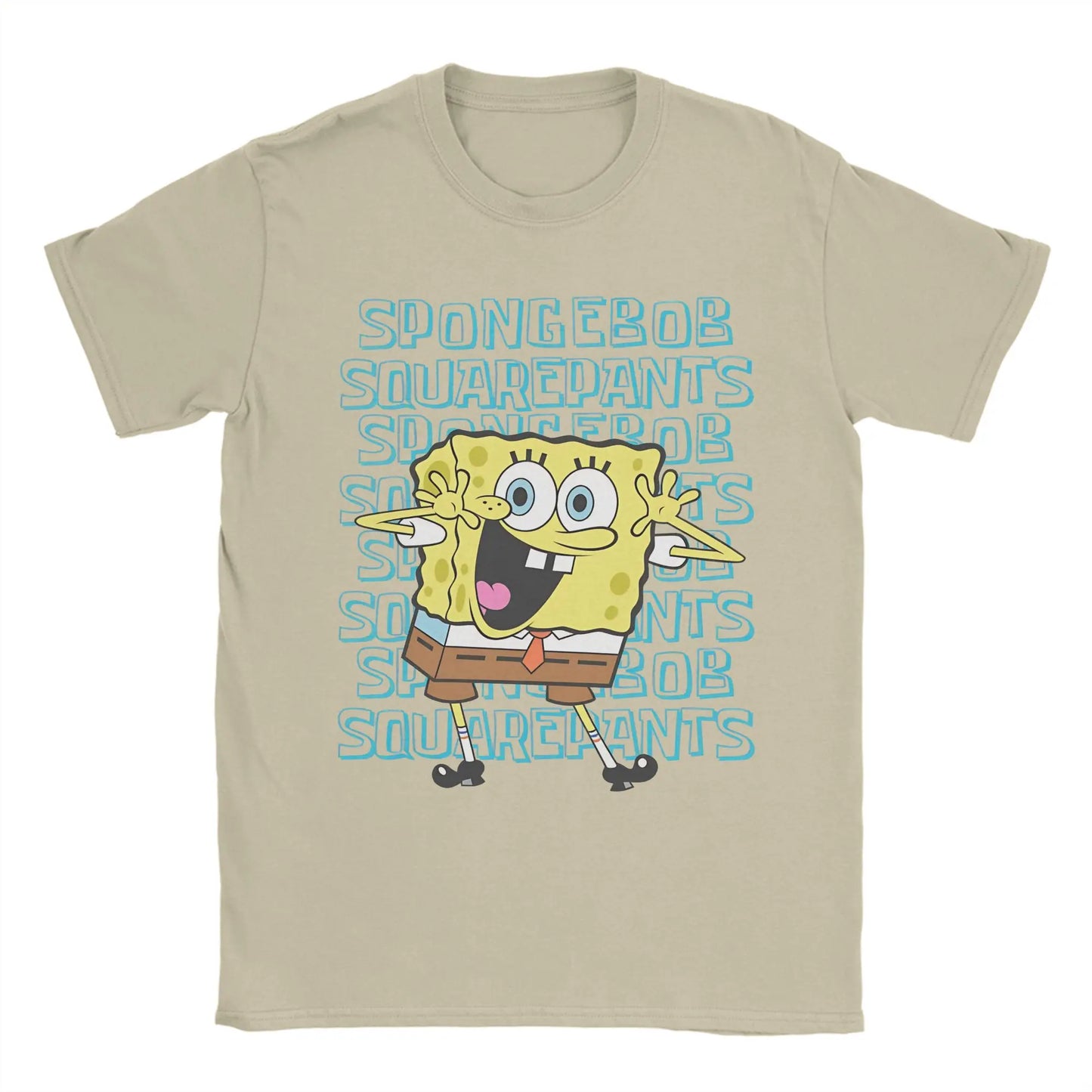 Fun S-Spongebobs T-Shirts Men Crew Neck Pure Cotton T Shirt Short Sleeve Tee Shirt Printed Clothing Peaceful Pleasures Health and Wellness